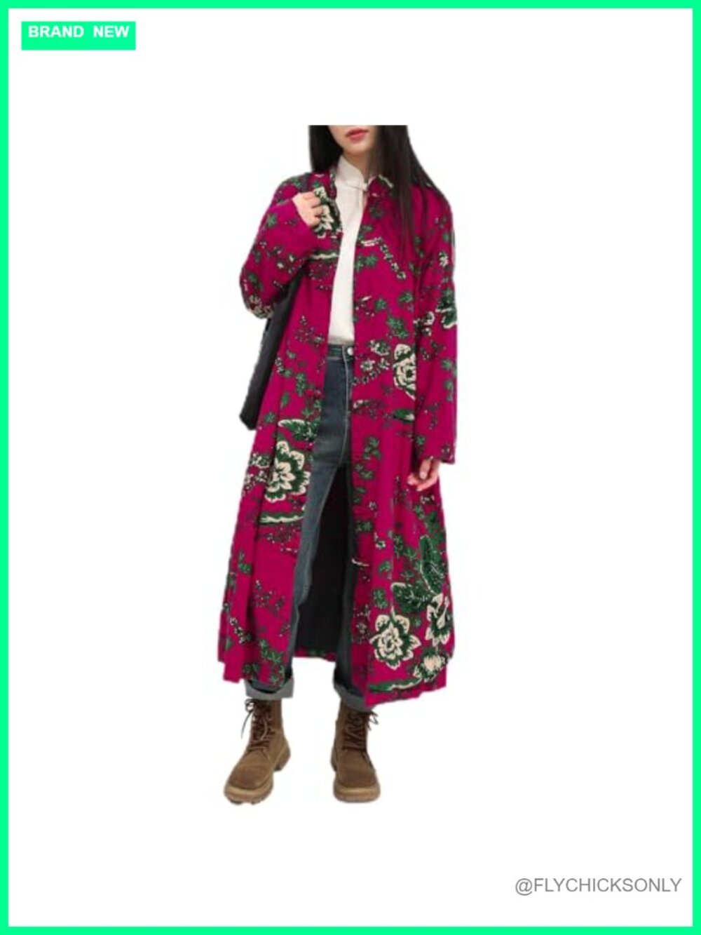 Women's Cotton Linen Floral Boho Jacket with Pockets